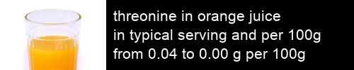 threonine in orange juice information and values per serving and 100g